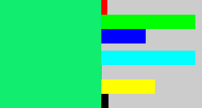 Hex color #10ed6f - tealish green