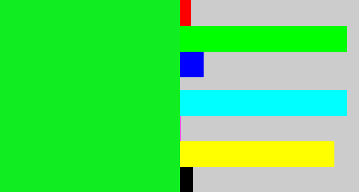 Hex color #10ee21 - neon green