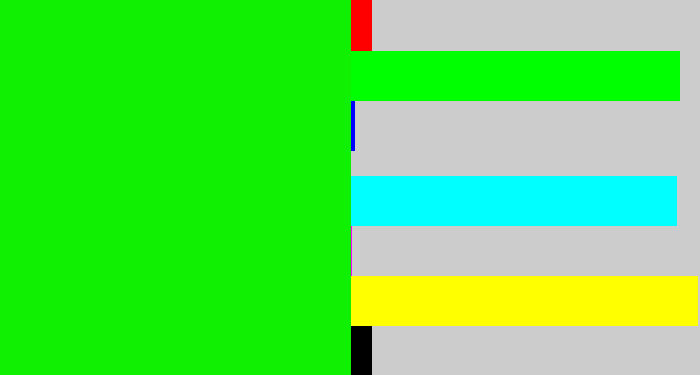 Hex color #10f002 - fluro green