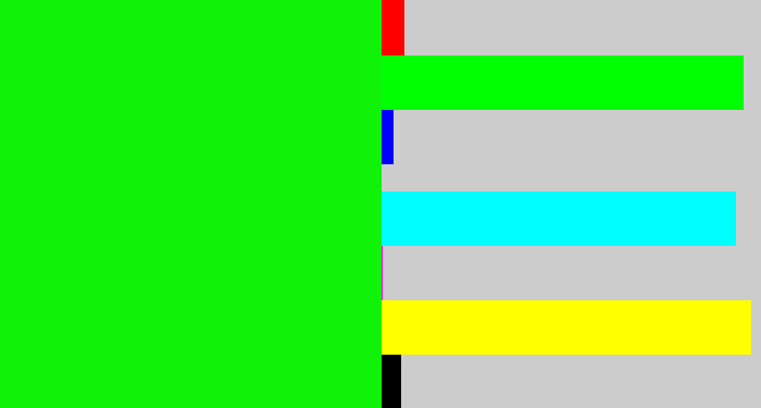 Hex color #10f208 - neon green