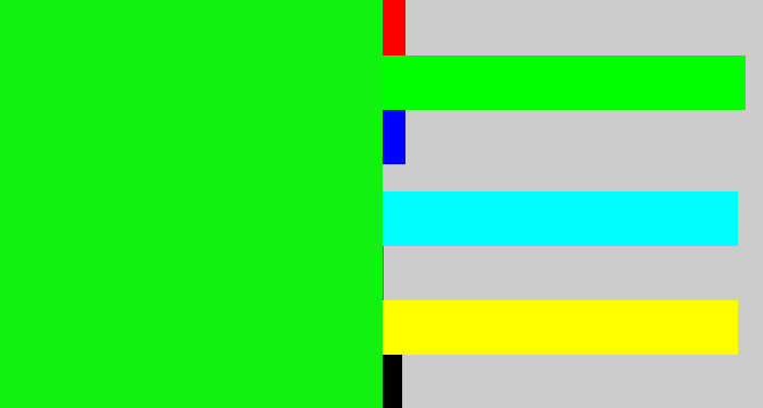 Hex color #10f210 - neon green