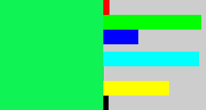 Hex color #10f357 - bright light green