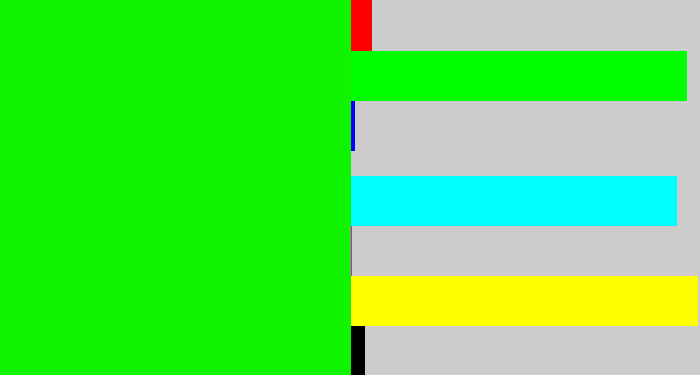 Hex color #10f402 - fluro green