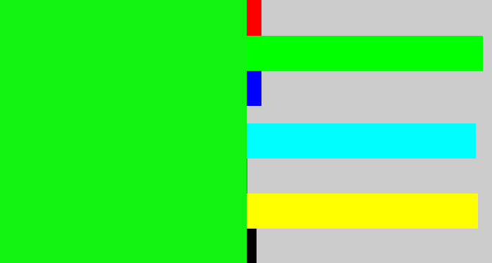 Hex color #10f40f - neon green