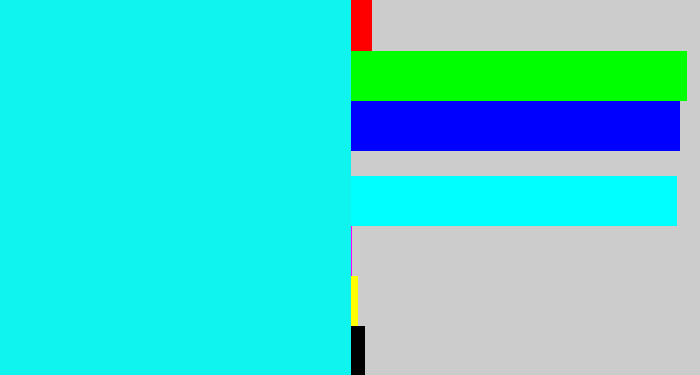 Hex color #10f4f0 - bright aqua