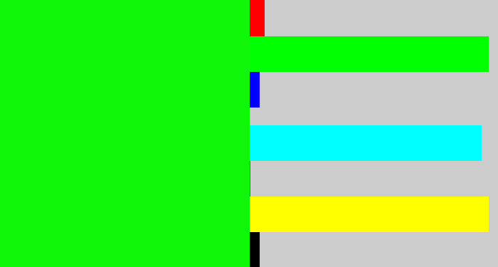 Hex color #10f609 - neon green