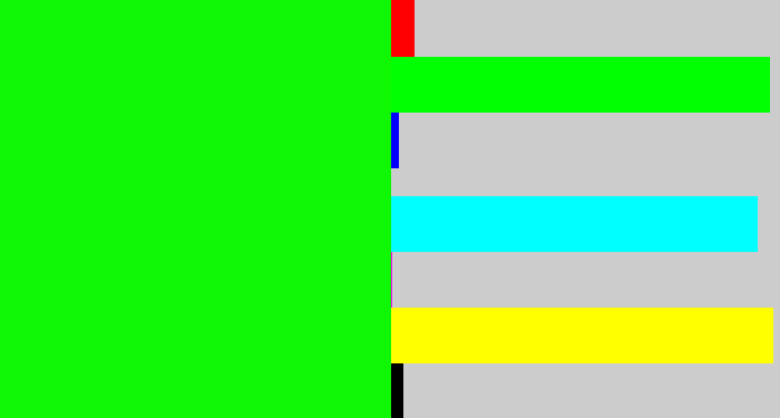 Hex color #10f704 - fluro green