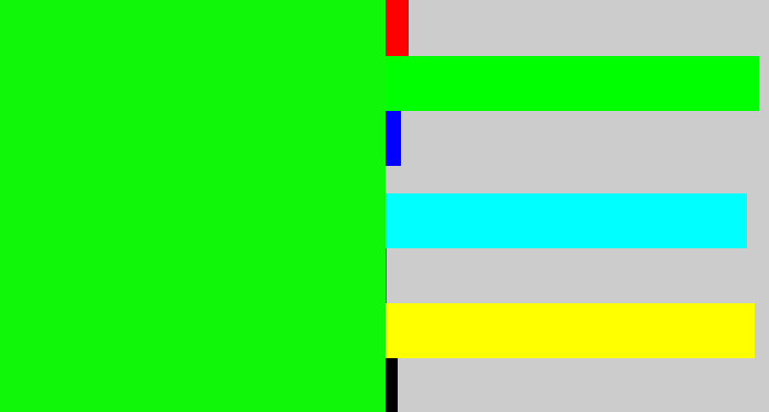 Hex color #10f709 - neon green