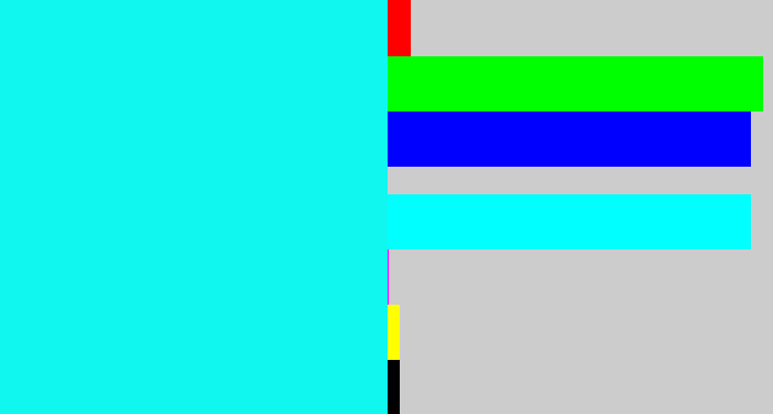 Hex color #10f7f0 - bright aqua