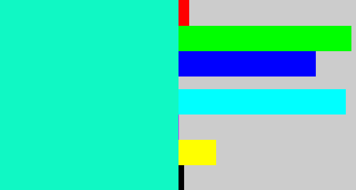 Hex color #10f8c4 - bright teal