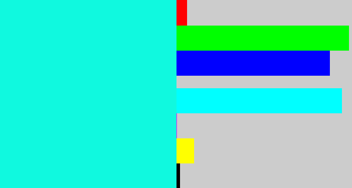 Hex color #10f9df - bright aqua