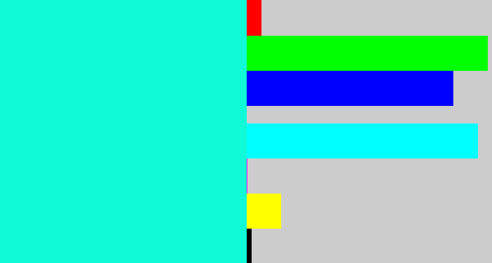 Hex color #10fad7 - bright aqua