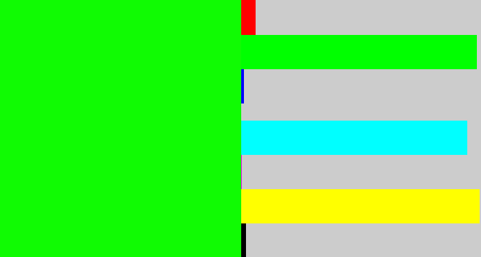 Hex color #10fb03 - fluro green