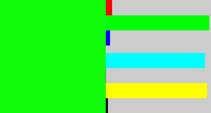 Hex color #10fb09 - neon green