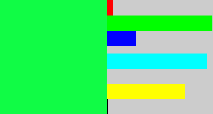 Hex color #10fc45 - bright light green