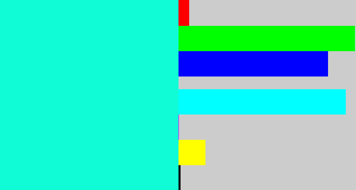 Hex color #10fcd7 - bright aqua