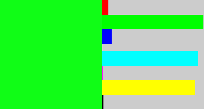 Hex color #10fd16 - neon green
