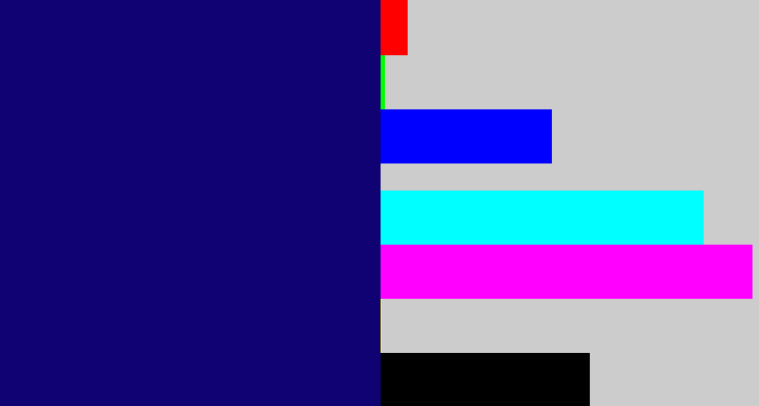 Hex color #110273 - deep blue