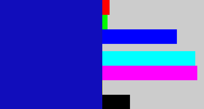 Hex color #110dbb - ultramarine