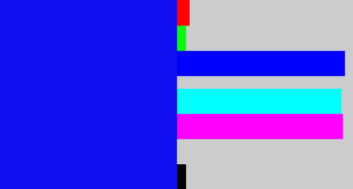 Hex color #110ef2 - strong blue