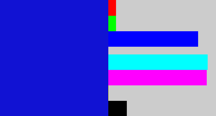 Hex color #1112d3 - ultramarine blue