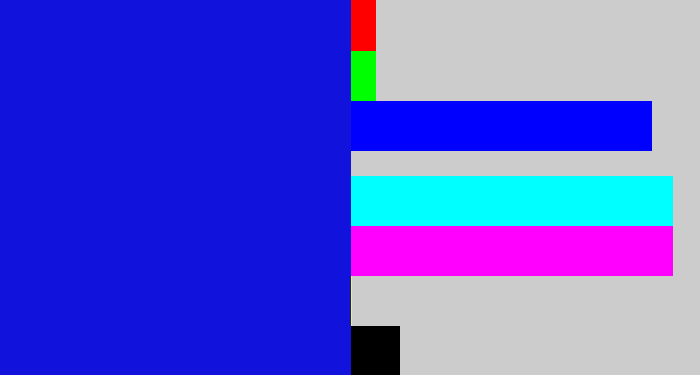 Hex color #1112dc - ultramarine blue