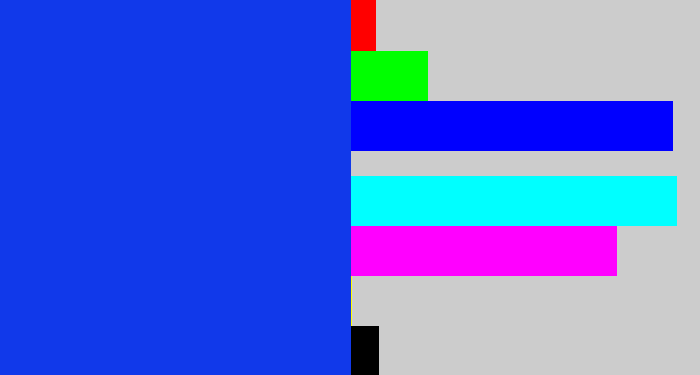 Hex color #1139ea - vibrant blue