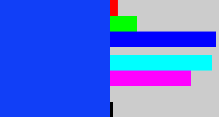 Hex color #113ff7 - vibrant blue