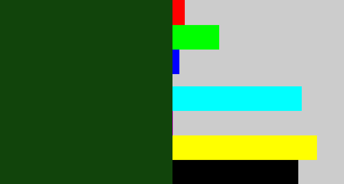 Hex color #11440b - forrest green