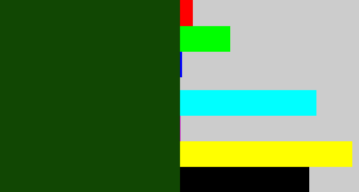 Hex color #114703 - forrest green