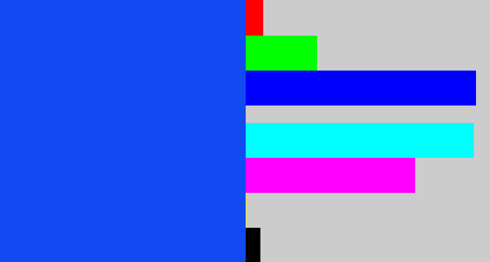 Hex color #114af0 - electric blue