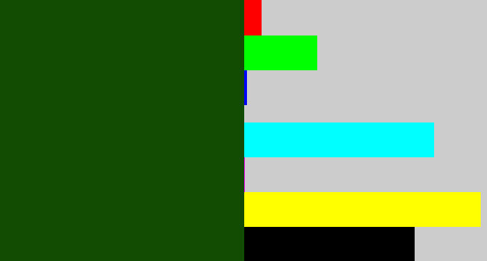 Hex color #114c02 - forrest green