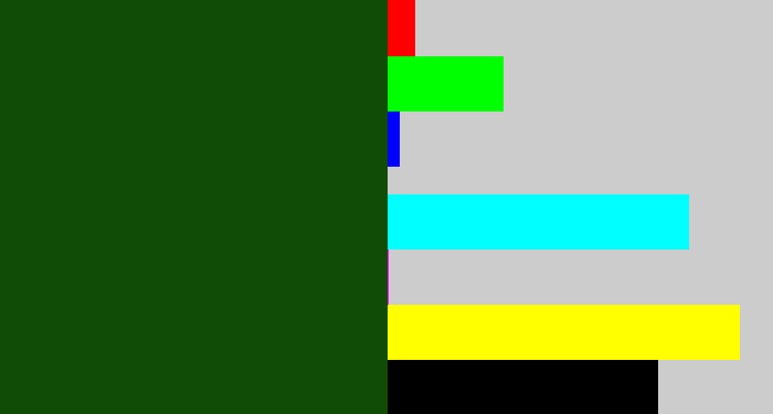 Hex color #114c07 - forrest green