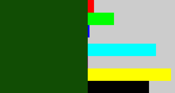 Hex color #114d04 - forrest green