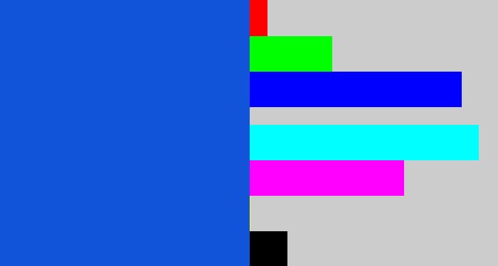 Hex color #1153d9 - blue