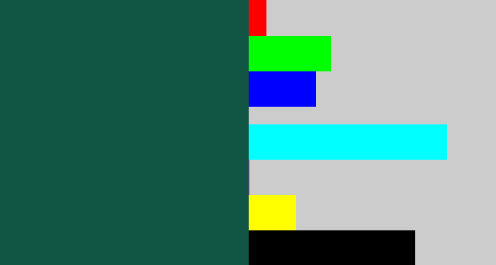 Hex color #115545 - dark blue green