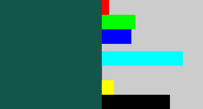 Hex color #11554b - dark blue green