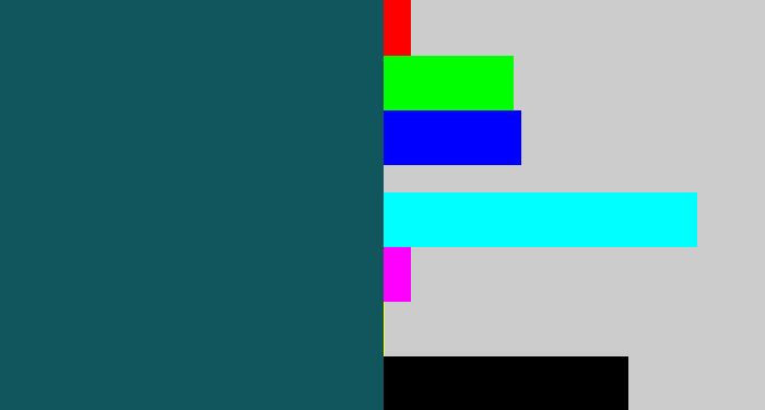Hex color #11565c - dark turquoise