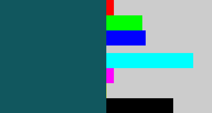 Hex color #11575e - dark turquoise