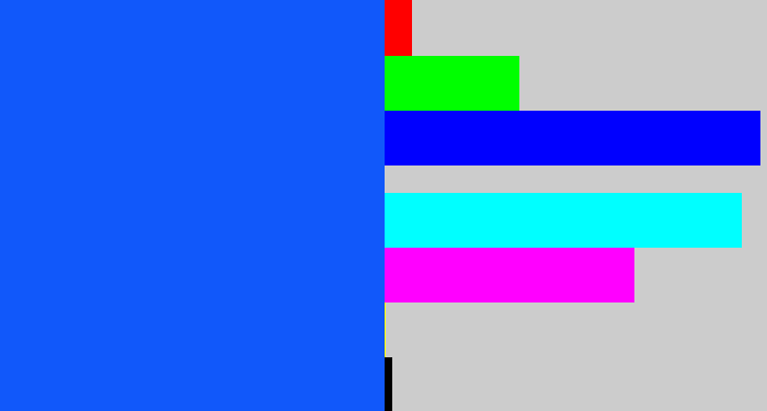 Hex color #1158fa - electric blue