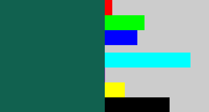 Hex color #11614f - dark green blue