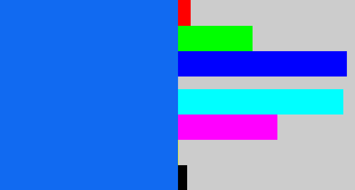 Hex color #116af1 - cerulean blue
