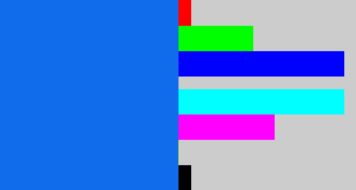 Hex color #116cec - cerulean blue
