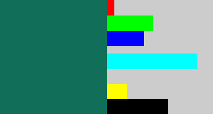 Hex color #116e59 - dark green blue
