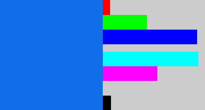 Hex color #116eea - cerulean blue
