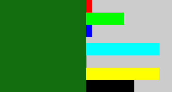 Hex color #116f11 - deep green