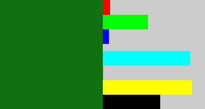 Hex color #11700f - deep green