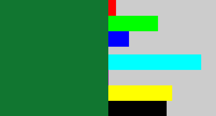 Hex color #117630 - darkish green