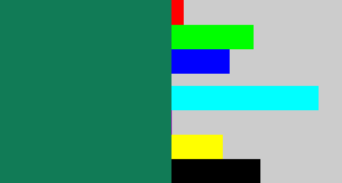 Hex color #117b56 - dark sea green