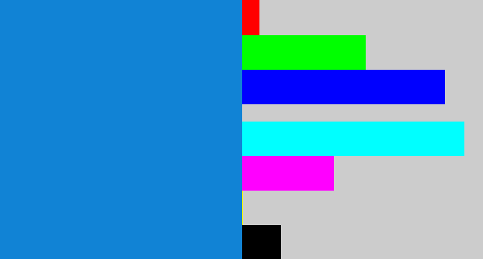 Hex color #1183d5 - water blue